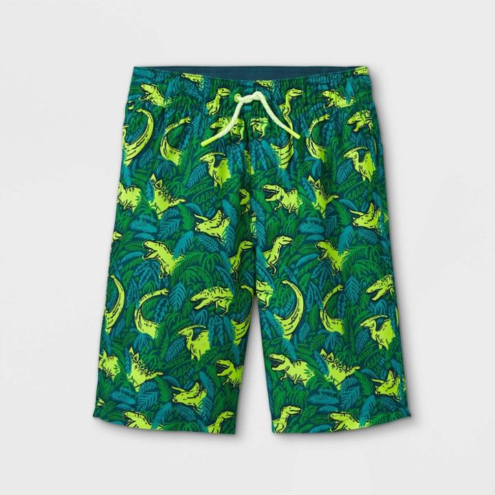 Boys' Dino Print Swim Trunks - Cat & Jack Green