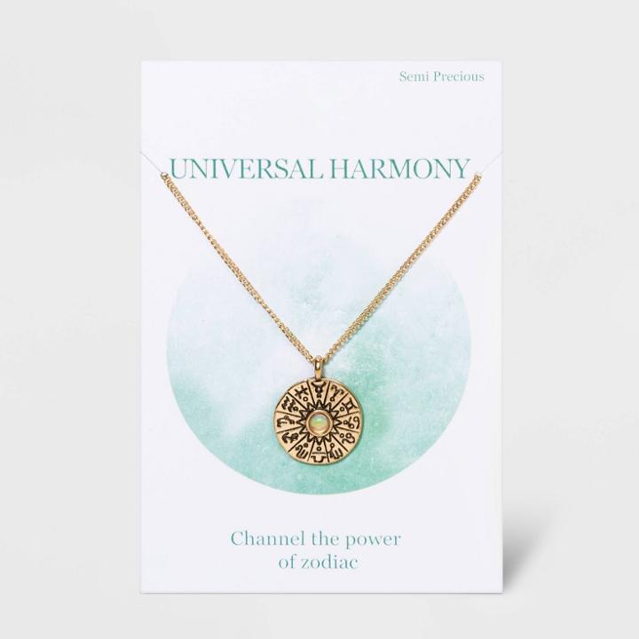 No Brand Semi Precious Beaded Zodiac Necklace - Gold