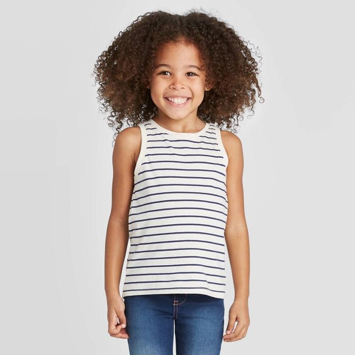 Toddler Girls' Striped Favorite Tank Top - Cat & Jack Cream 12m, Toddler Girl's, Beige