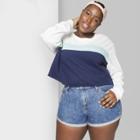 Women's Plus Size Roll Cuff Jean Shorts - Wild Fable Blue Foil