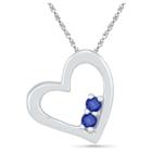 Target Created Blue Sapphire Prong Set Two-stone In Heart Pendant In Sterling Silver, Girl's, White