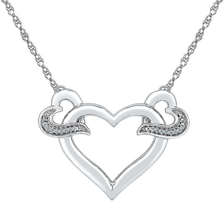 Target Diamond Accent White Diamond Prong Set Heart Necklace In Sterling Silver (ij-i2-i3)