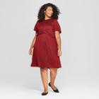 Women's Plus Size Twist Front Dress - Ava & Viv Red/black