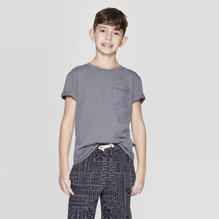 Target Boys' Short Sleeve Stripe T-shirt With Pocket - Art Class Blue
