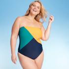 Women's Plus Size Color Blocked One Piece Swimsuit - Kona Sol 14w, Women's,