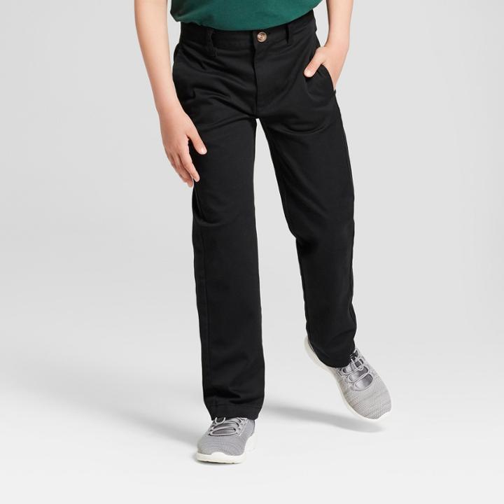 Boys' Flat Front Uniform Chino Pants - Cat & Jack Black