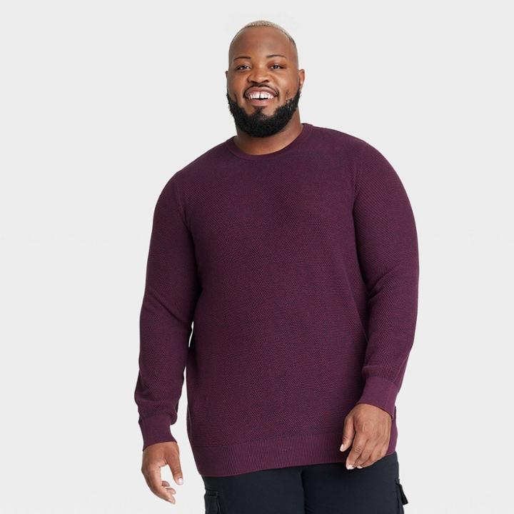 Men's Big & Tall Crew Neck Pullover - Goodfellow & Co Burgundy
