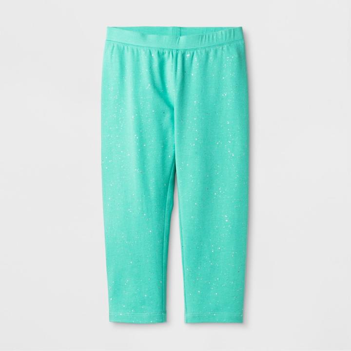 Girls' Sparkle Capri Leggings Pants - Cat & Jack Green
