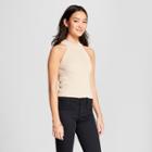 Women's Sleeveless Cropped Rib Sweater - Xhilaration Natural