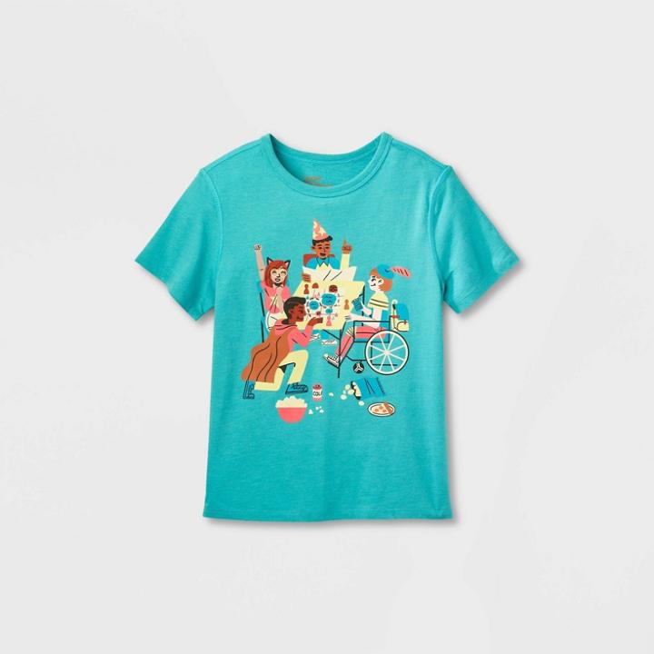 Kids' Adaptive Picnic Graphic T-shirt - Cat & Jack Turquoise Blue