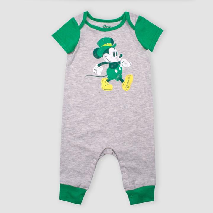 Petitebaby Disney Mickey Mouse Short Sleeve Romper - Gray Newborn, Kids Unisex