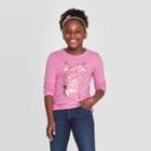 Girls' Long Sleeve Owl Graphic T-shirt - Cat & Jack Magenta M, Girl's, Size: