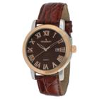 Peugeot Watches Men's Peugeot Round Leather Strap Calendar Watch - Brown