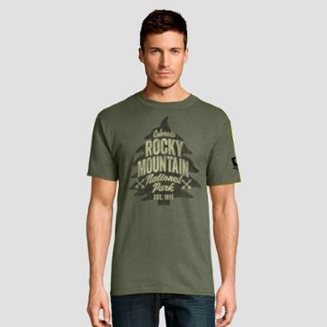 Petitehanes Men's Short Sleeve National Parks Rocky Mountain Graphic T-shirt - Light Olive S, Size: