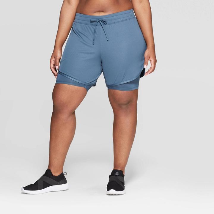 Women's Plus Size Mid-rise Knit Layered Shorts 7 - C9 Champion Gray