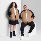 Plus Size Snap Front Faux Leather Varsity Jacket - Wild Fable Cognac Colorblock 1x, Red Colorblock