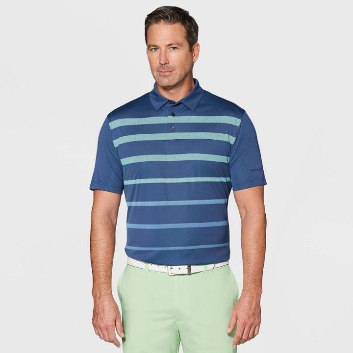 Jack Nicklaus Men's Striped Oxford Polo Shirt - Peacoat Navy