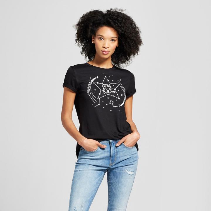 Women's Short Sleeve In A Billion Celestial Graphic T-shirt - Modern Lux (juniors') Black