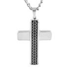 Crucible Men's Stainless Steel Enamel Zipper Inlay Cross Pendant Necklace - Black,