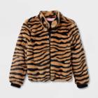 Girls' Tiger Striped Faux Fur Jacket - Cat & Jack Brown