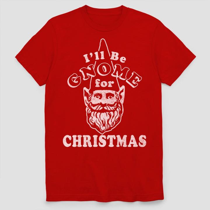 Fifth Sun Men's Big & Tall Short Sleeve Ugly Holiday Gnome T-shirt - Ripe Red Heather