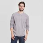 Men's Standard Fit Long Sleeve Button-down Henley T-shirt - Goodfellow & Co Gray