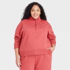Women's Plus Size Quarter Zip Sweatshirt - A New Day Dark Pink