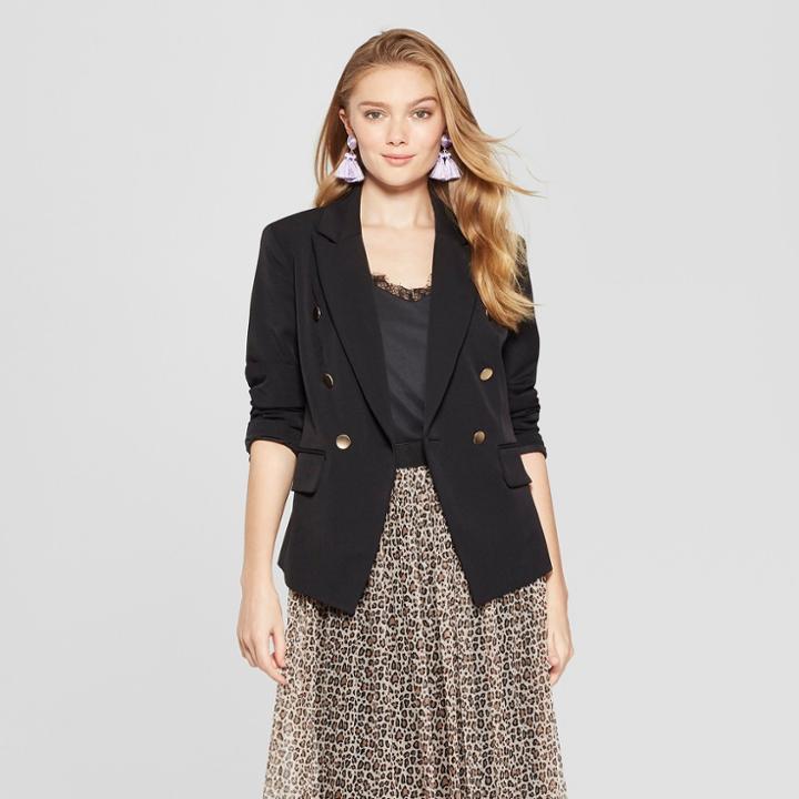 Women's Double Breasted Blazer - A New Day Black