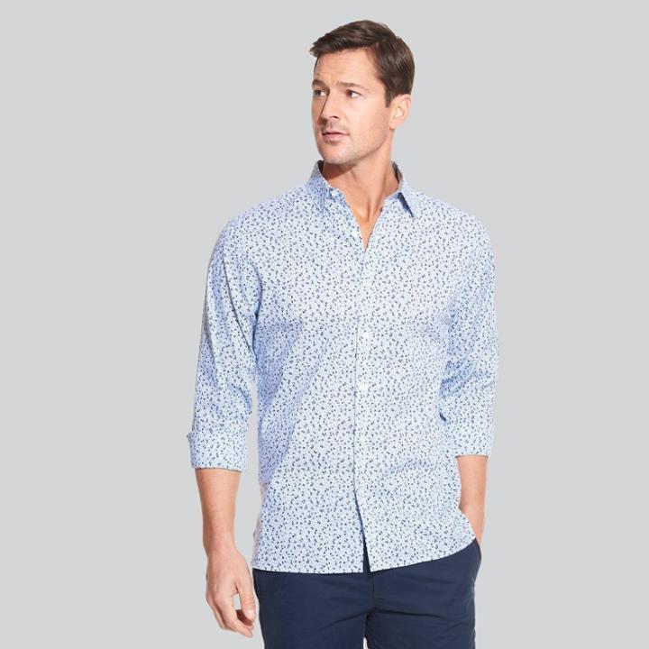 Van Heusen Men's Classic Fit Long Sleeve Button-down Shirt - Blue/print