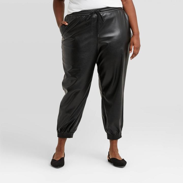 Women's Plus Size High-rise Ankle Length Jogger Pants - A New Day Black