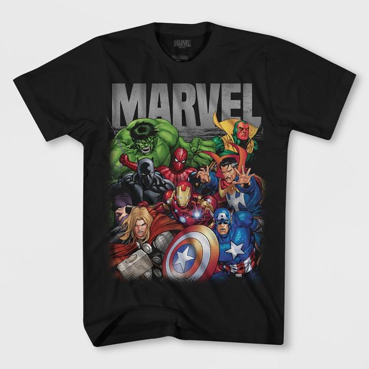 Men's Short Sleeve Marvel Avengers Crew T-shirt - Black