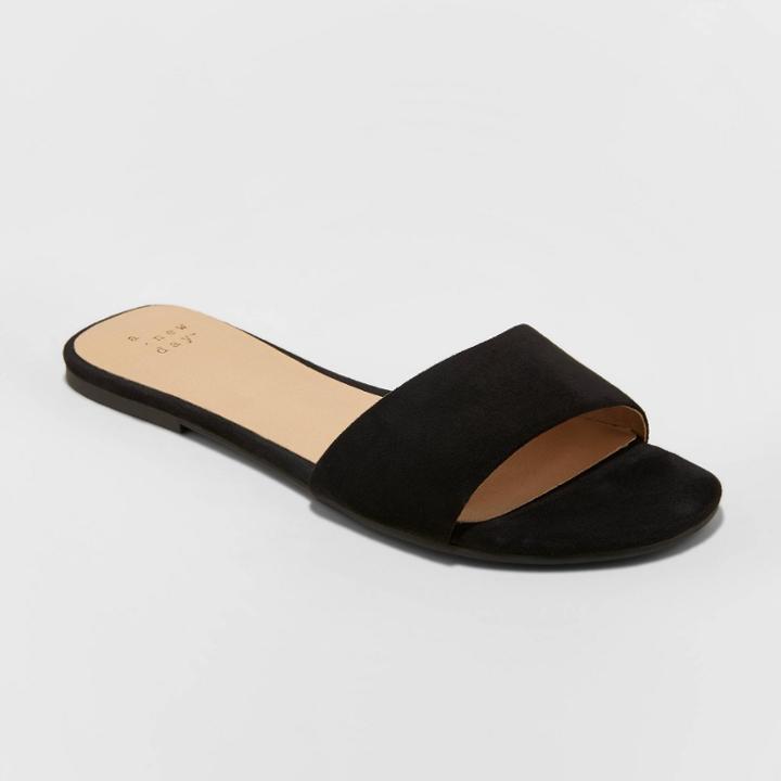 Women's Kaylor Microsuede Slide Sandals - A New Day Black