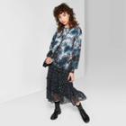 Women's Long Sleeve Crewneck Relaxed Tie Dye T-shirt - Wild Fable Teal