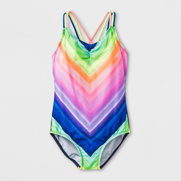 Girls' Watercolor Horizon One Piece Swimsuit - Cat & Jack Blue