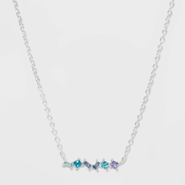 Sterling Plated Multi Blue Necklace - A New Day Blue, Women's
