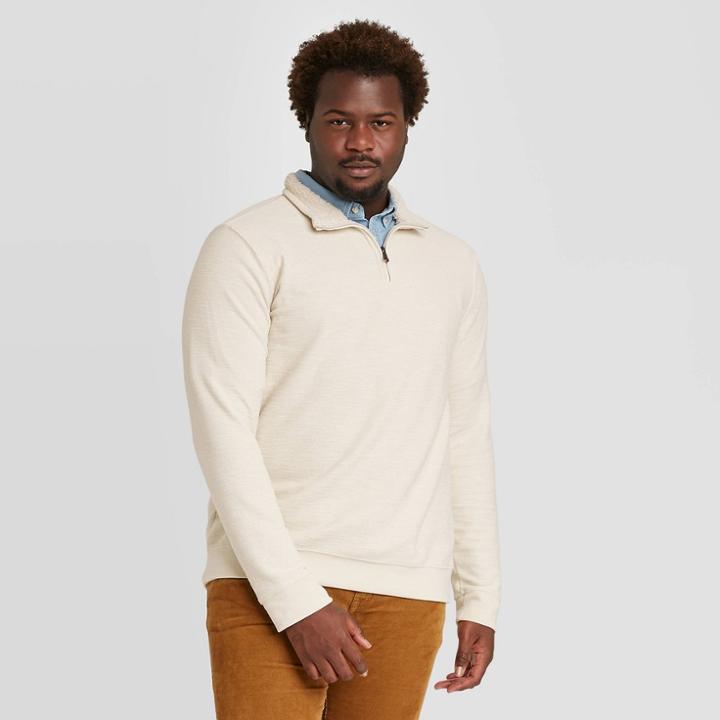 Men's Tall Standard Fit 1/4th Zip Sherpa Knit Sweatshirt - Goodfellow & Co