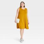 Women's Plus Size Sleeveless Knit Swing Dress - Ava & Viv Yellow X