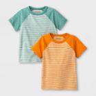 Toddler Boys' 2pk Striped Raglan Short Sleeve T-shirt - Cat & Jack Orange/green