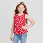 Girls' Star Print Tie Front Tank Top - Cat & Jack Red