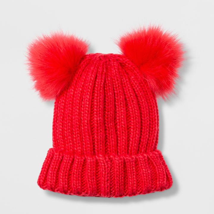 Girls' Iceland Faux Fur Pom Beanie - Cat & Jack Purple