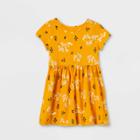 Toddler Girls' Knit Short Sleeve Dress - Cat & Jack Mustard