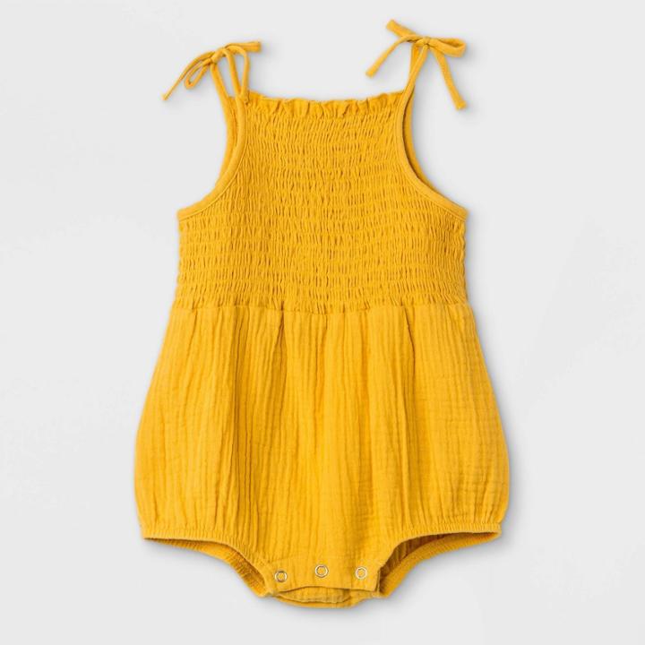 Grayson Mini Baby Girls' Gauze Bubble Romper - Gold