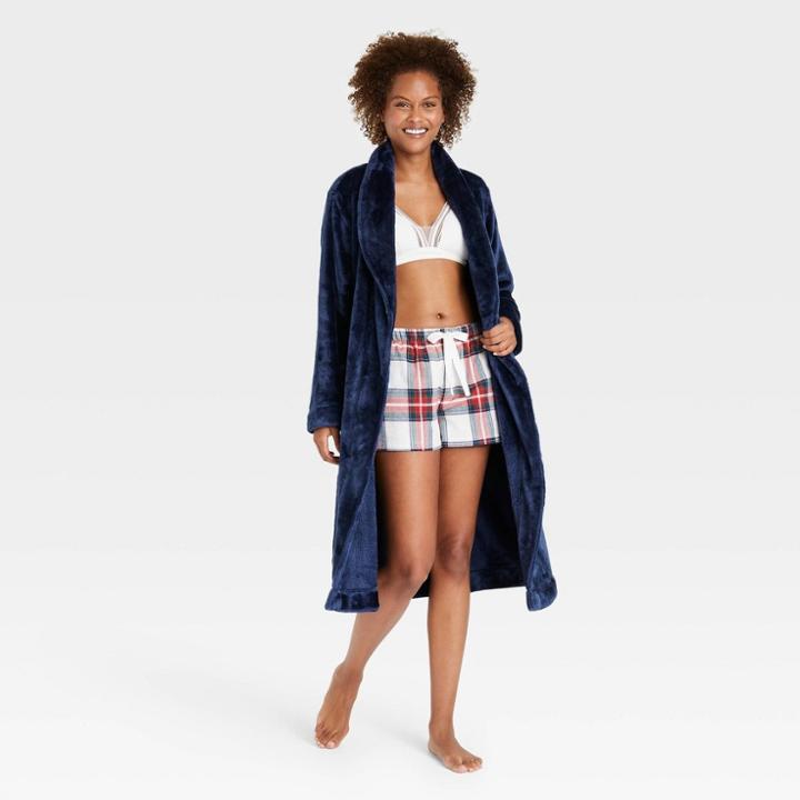 Women's Cozy Plush Robe - Stars Above Blue