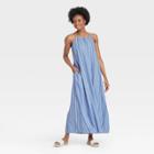 Women's Striped Sleeveless Dress - A New Day L, Blue