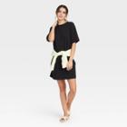 Women's Elbow Sleeve Knit T-shirt Dress - A New Day Black