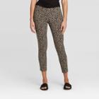 Women's Animal Print High-rise Skinny Ankle Length Pants - A New Day Brown