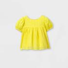 Toddler Girls' Crochet Shine Striped Short Sleeve T-shirt - Art Class Yellow
