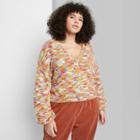 Women's Plus Size Button-front Cropped Cardigan - Wild Fable Rust Spacedye 1x, Red