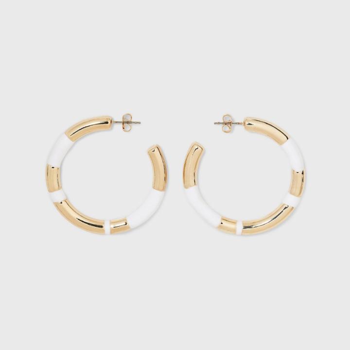 Metal Matte Hoop Earrings - A New Day White