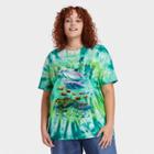 Mighty Fine Women's Plus Size Ocean Life Short Sleeve Oversized Graphic T-shirt - Green